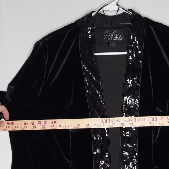 Alex Evenings Pant Suit Set Women 2X Black Velvet Sequin Party Event Wedding - Picture 4 of 16
